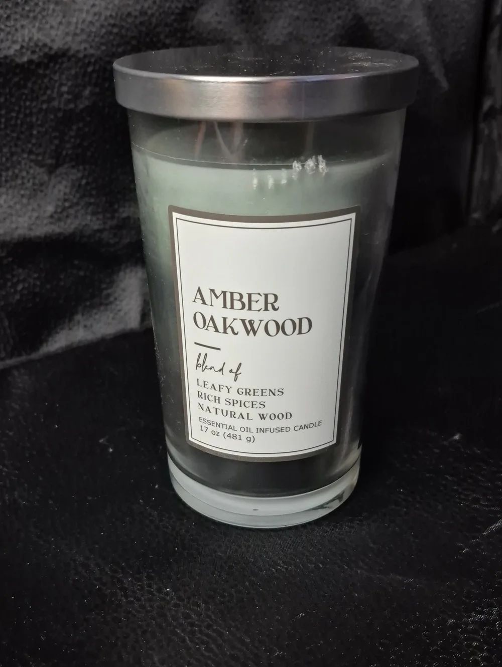 Amber Oakwood Glass Candle - New